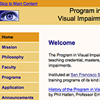 web site for Vision Impairment program at San Francisco State University