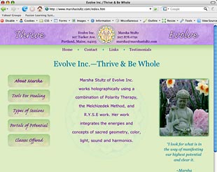 Evolve Inc. home page, Buddha with daffodils