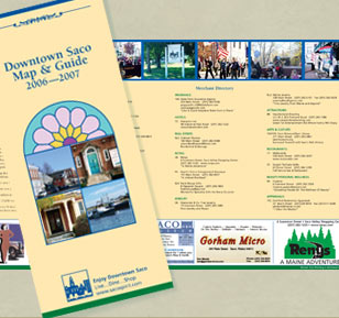 Brochure and  map    ide of downtown Saco