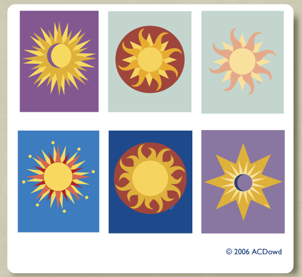 Enlargement of sun designs for floor and cards