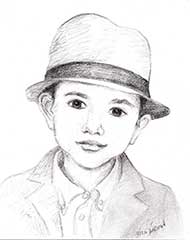 sketch of a 3 year old boy in a hat