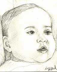 sketch of a 3 month old baby boy