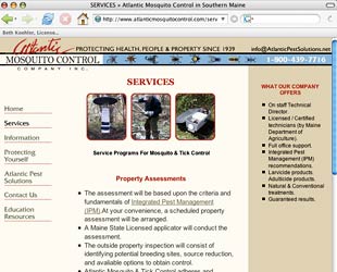 Home page design for Atlantic Mosquito Control