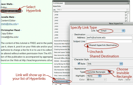 Specifyng Hyperlinks